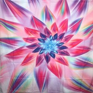 Vibrant Fractal Flower/Starburst Tapestry